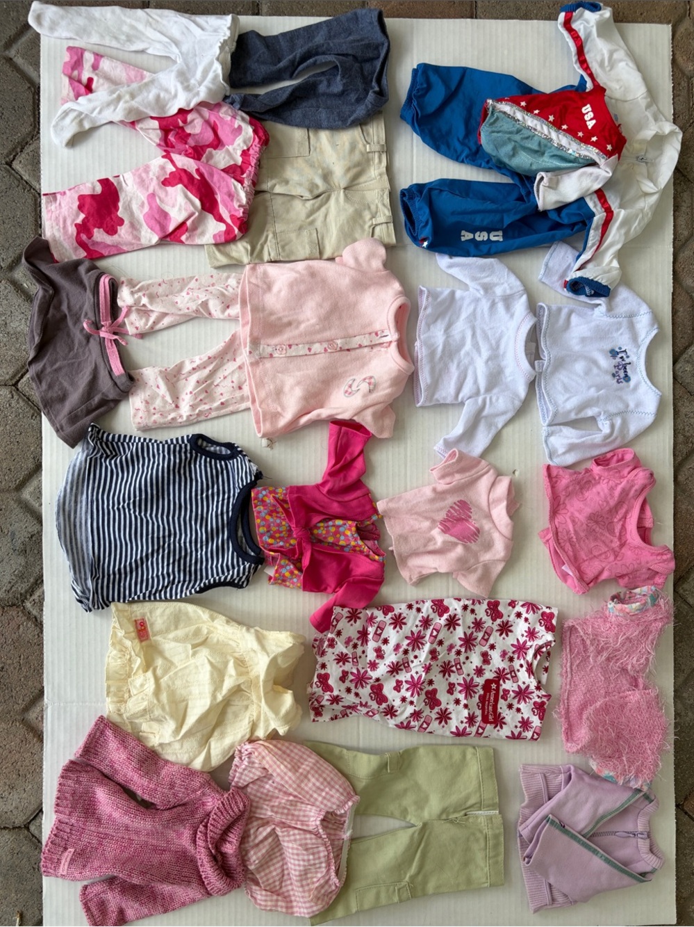 American Girl Doll Clothing in Pink, White, Blue, Cream, Red and Gray
